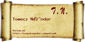 Tomecz Nándor névjegykártya